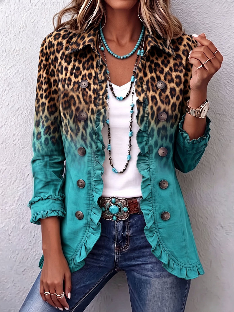 Elspeth – Leopard Ombre Ruffle Blazer