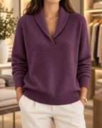 Louise – Shawl-Collar V-Neck Sweater