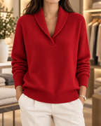 Louise – Shawl-Collar V-Neck Sweater