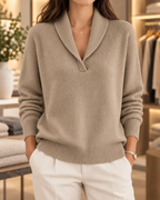 Louise – Shawl-Collar V-Neck Sweater
