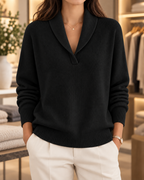 Louise – Shawl-Collar V-Neck Sweater
