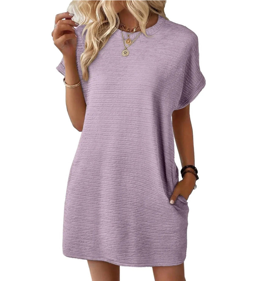 Nora textured T-shirt dress in lilac