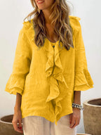 NADINE™ - Chic Bell Sleeve Ruffle Top