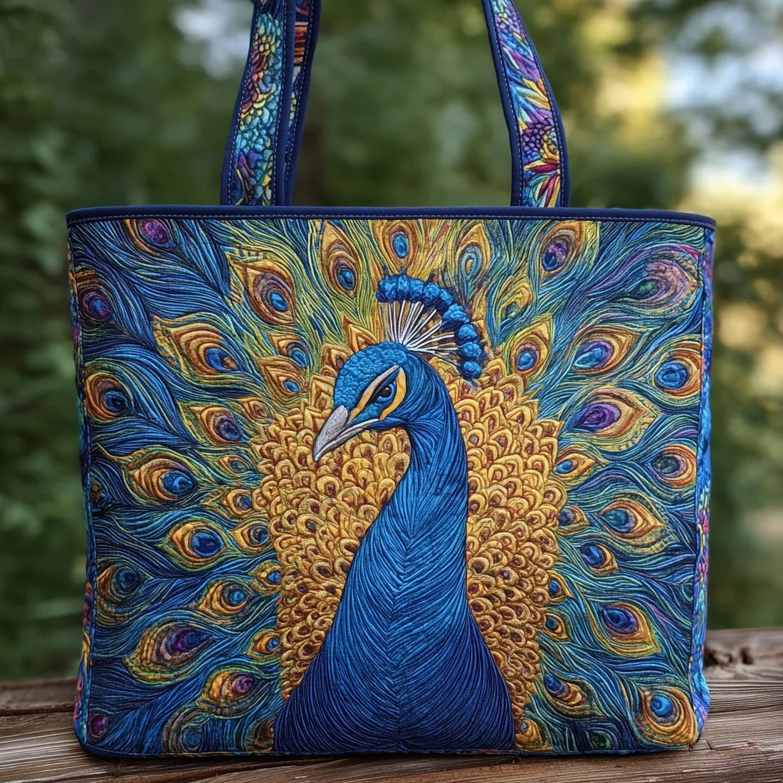 Sylvie – Peacock Quilted Tote Bag