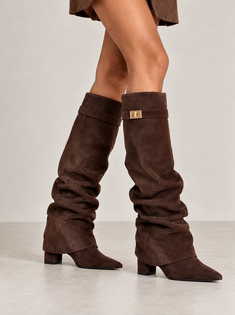 Sienna – Slouchy Faux Suede Knee-High Boots