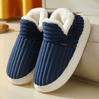 Pluffy corduroy slippers in Navy