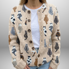 Marilyn | Cardigan à Motif de Chats Doux