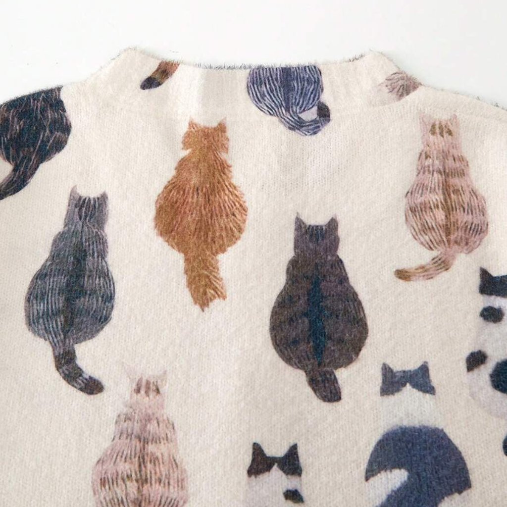 Marilyn | Cardigan à Motif de Chats Doux