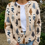 Marilyn | Cardigan à Motif de Chats Doux
