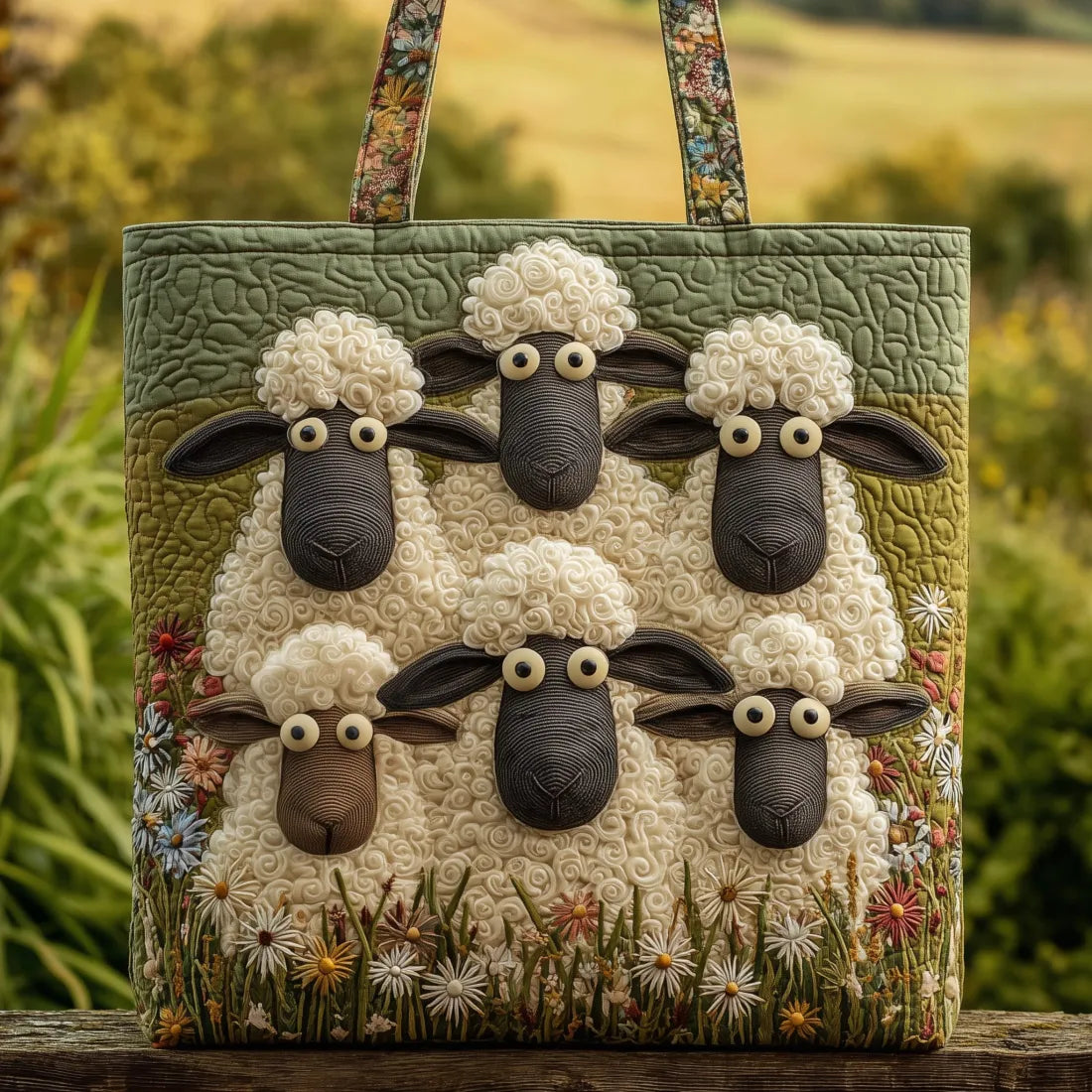 Amandine – Five Sheep Quilted Tote Bag