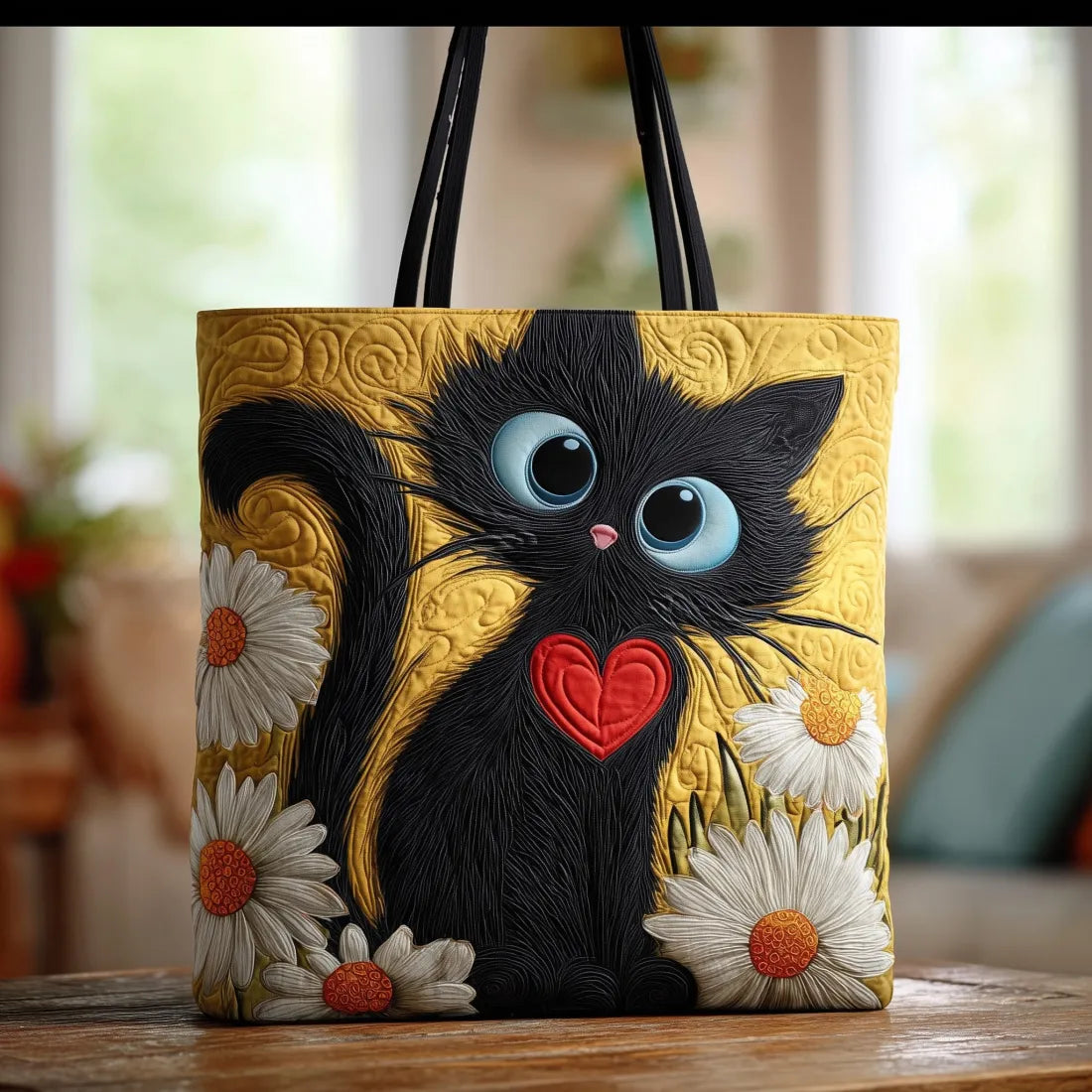 Rosalind – Black Cat and Daisies Tote Bag