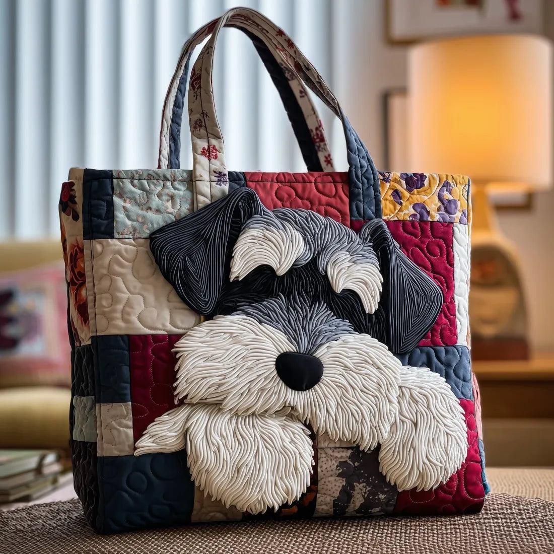 Adeline – Schnauzer Quilted Tote Bag