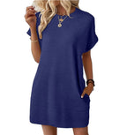 Nora textured T-shirt dress in navy