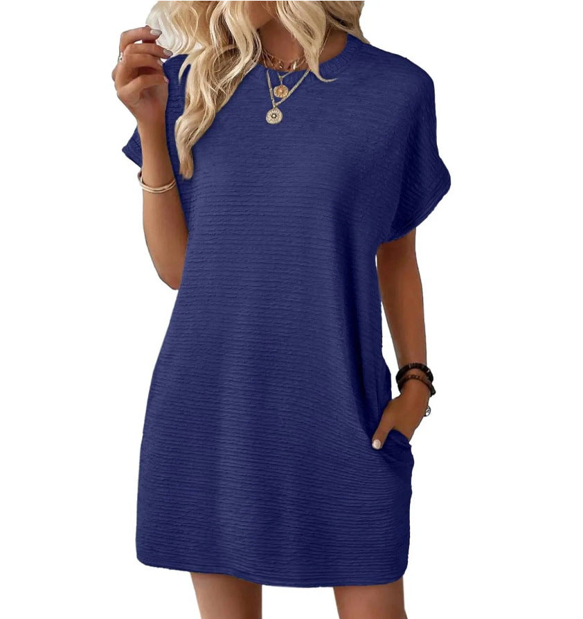 Nora textured T-shirt dress in navy