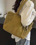 SOCIANI™ – Trending Ribbed Tote Bag with Drawstring Detail