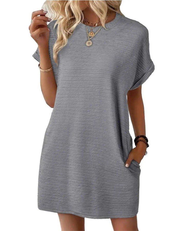 Nora textured T-shirt dress in grey