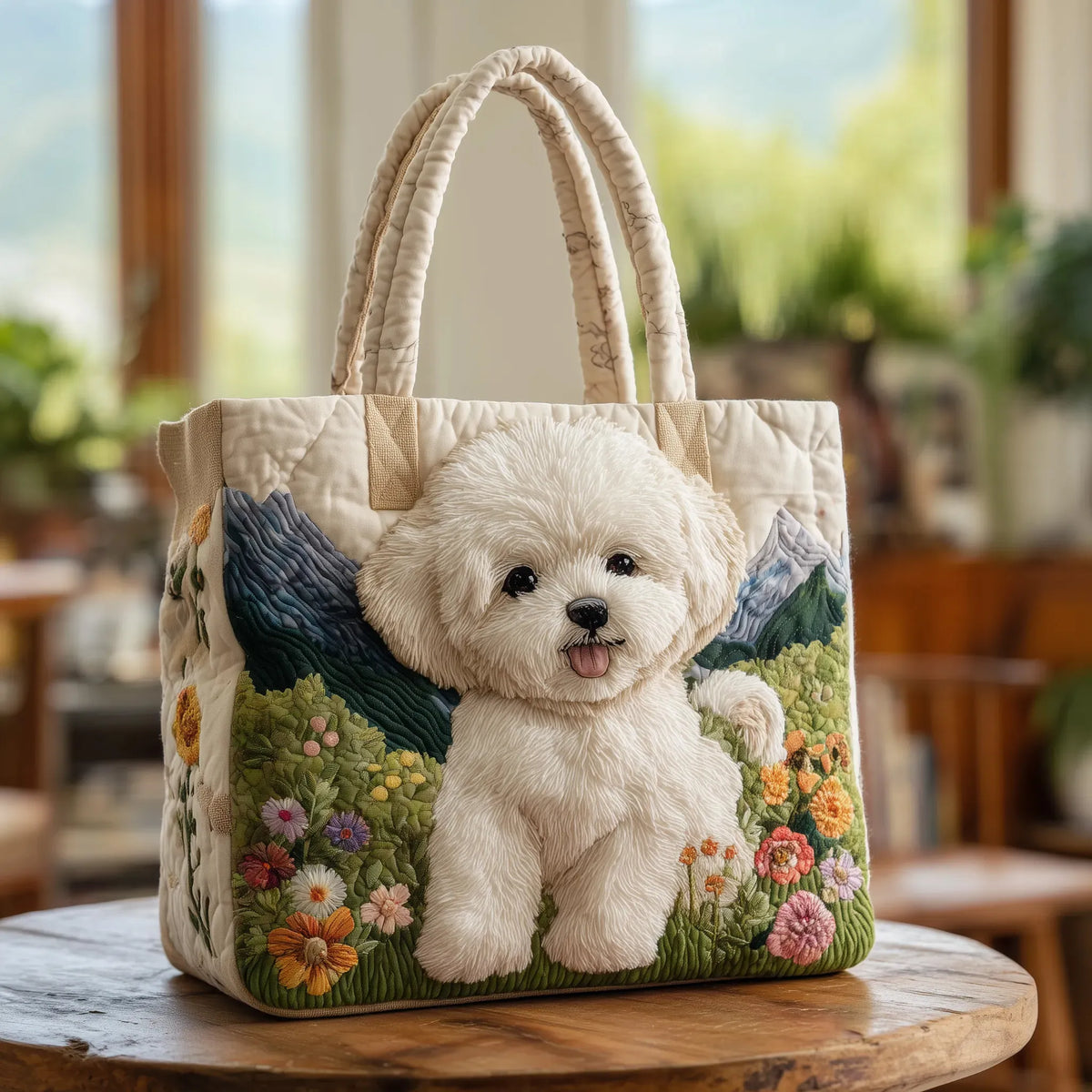 Eloise – Dog Motif Quilted Tote Bag