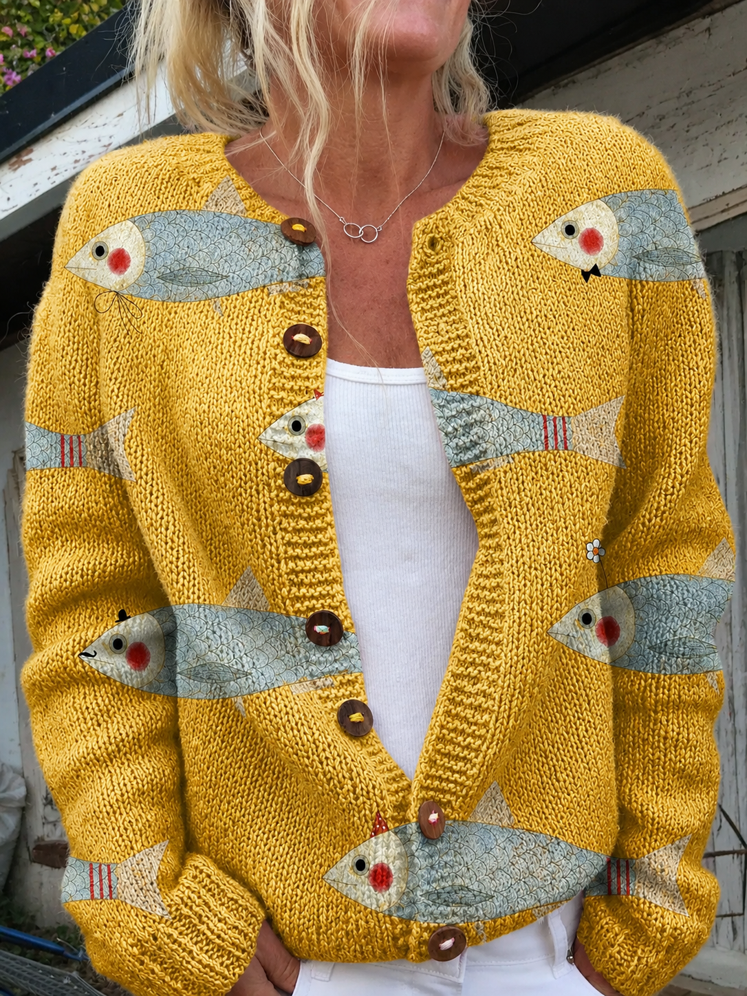 Anouk™ | Cardigan en Maille Imprimé Vintage