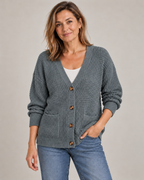 Elise – Waffle-Knit Button Cardigan