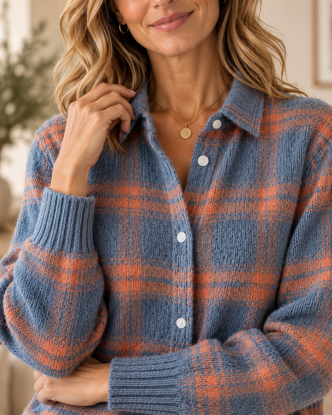 Maud – Brushed Plaid Knit Overshirt