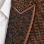 Josephine – Brocade-Lapel Herringbone Blazer