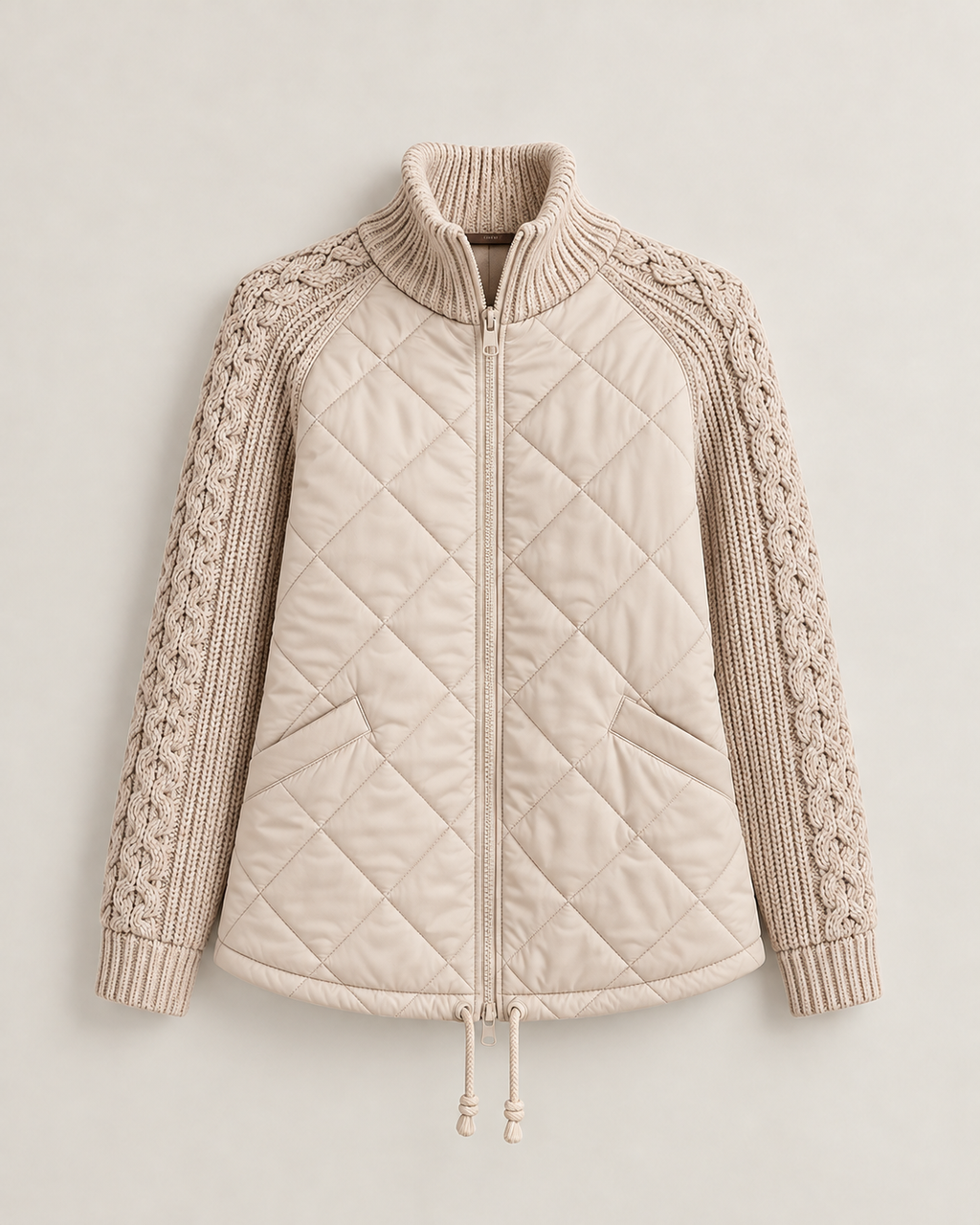 Lena quilted jacket – cream, laid flat