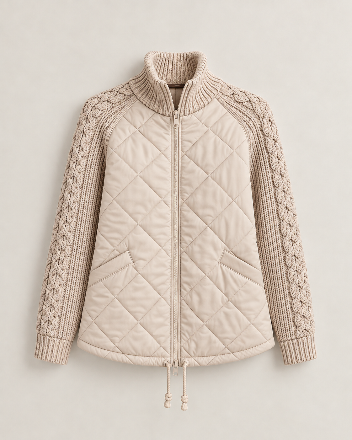 Lena quilted jacket – cream, laid flat
