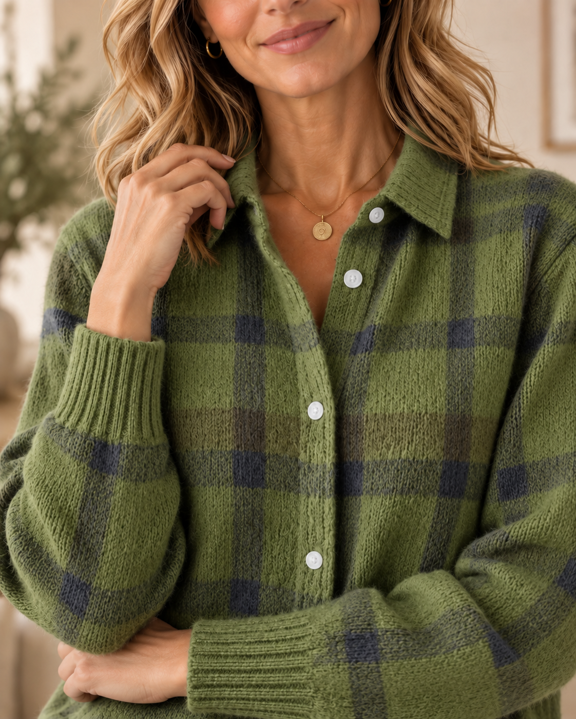 Maud – Brushed Plaid Knit Overshirt