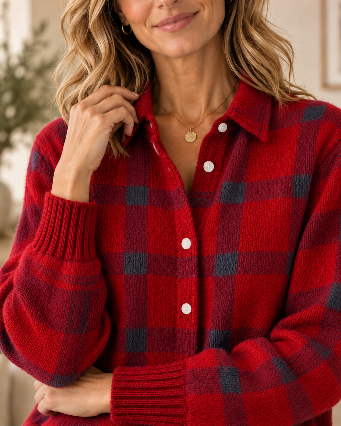 Maud – Brushed Plaid Knit Overshirt