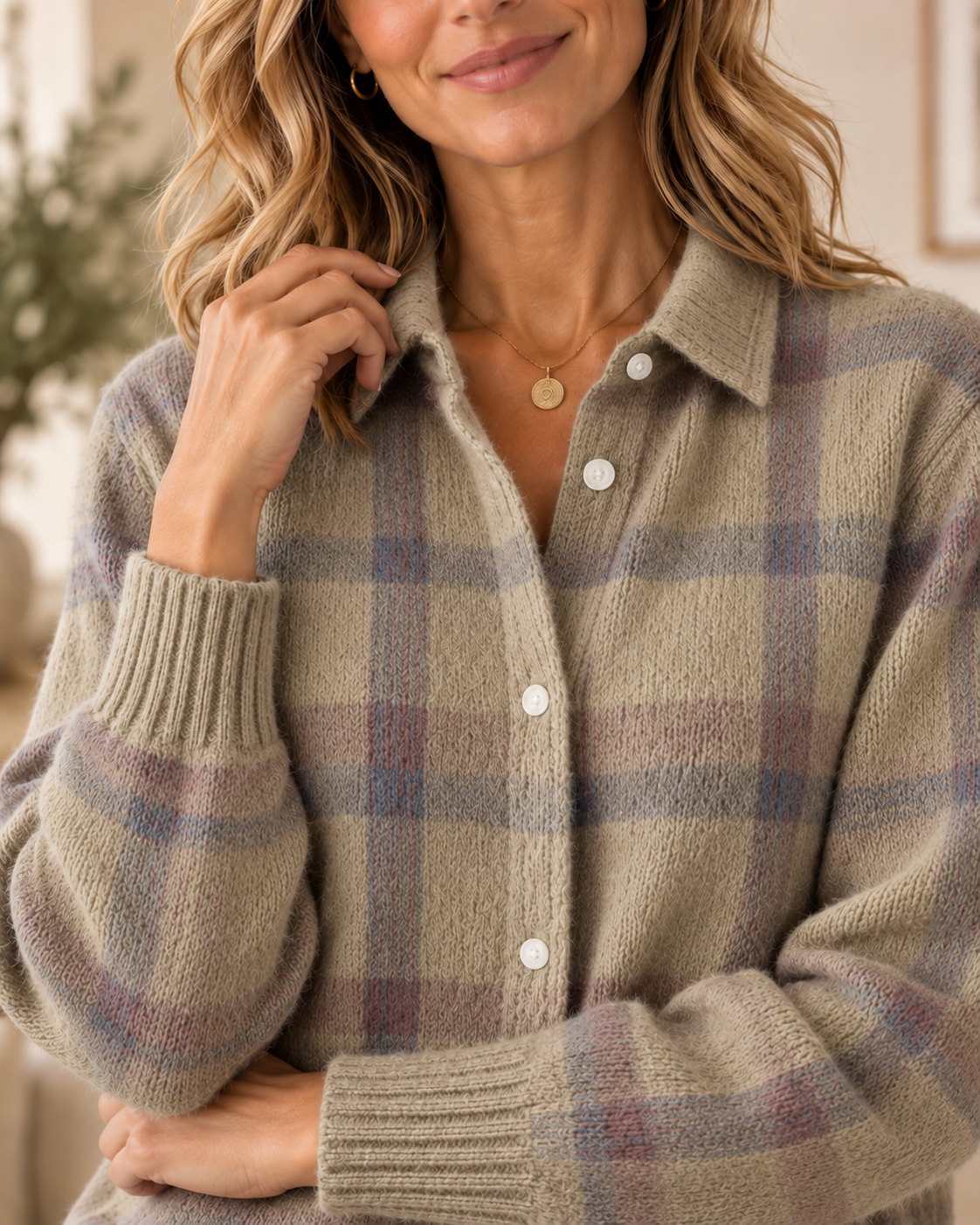 Maud – Brushed Plaid Knit Overshirt