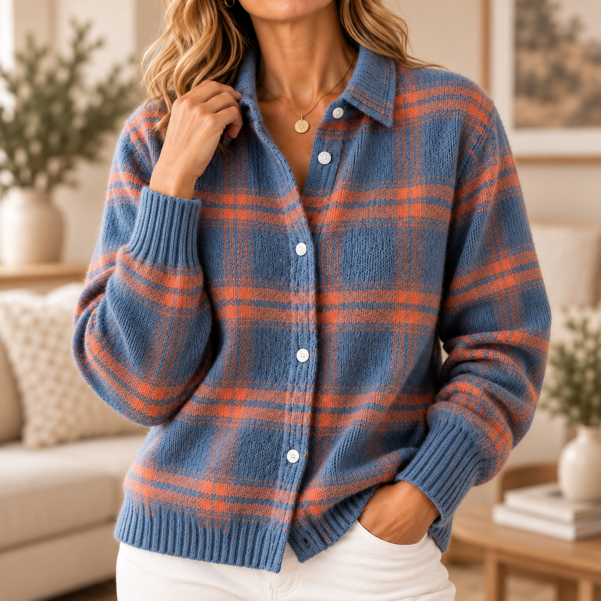 Maud – Brushed Plaid Knit Overshirt