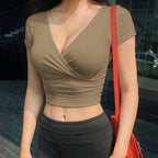 ELAYNE™ – Chic V-Neck Crop Top