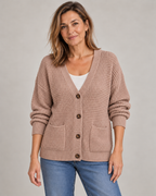 Elise – Waffle-Knit Button Cardigan