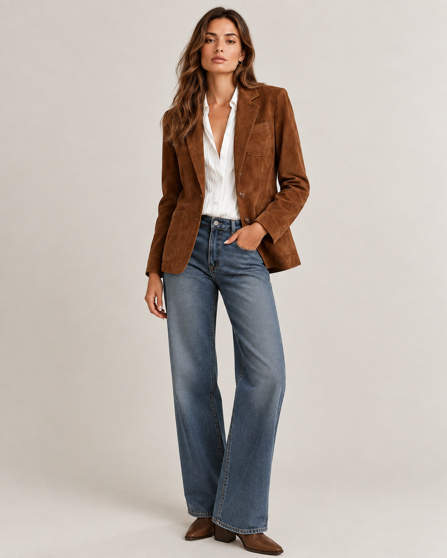 Hip length, with wide-leg denim