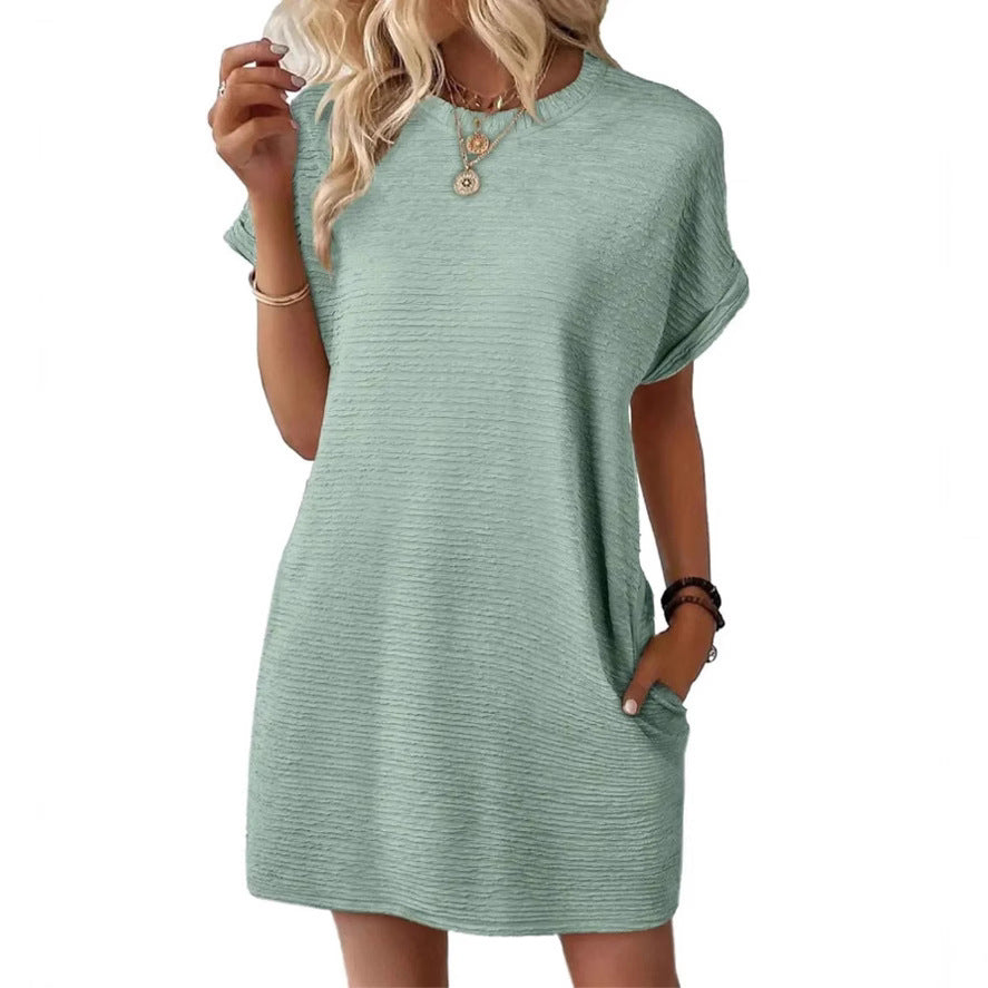 Nora textured T-shirt dress in sage
