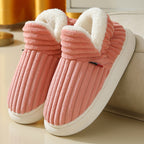 Pluffy corduroy slippers in Pink