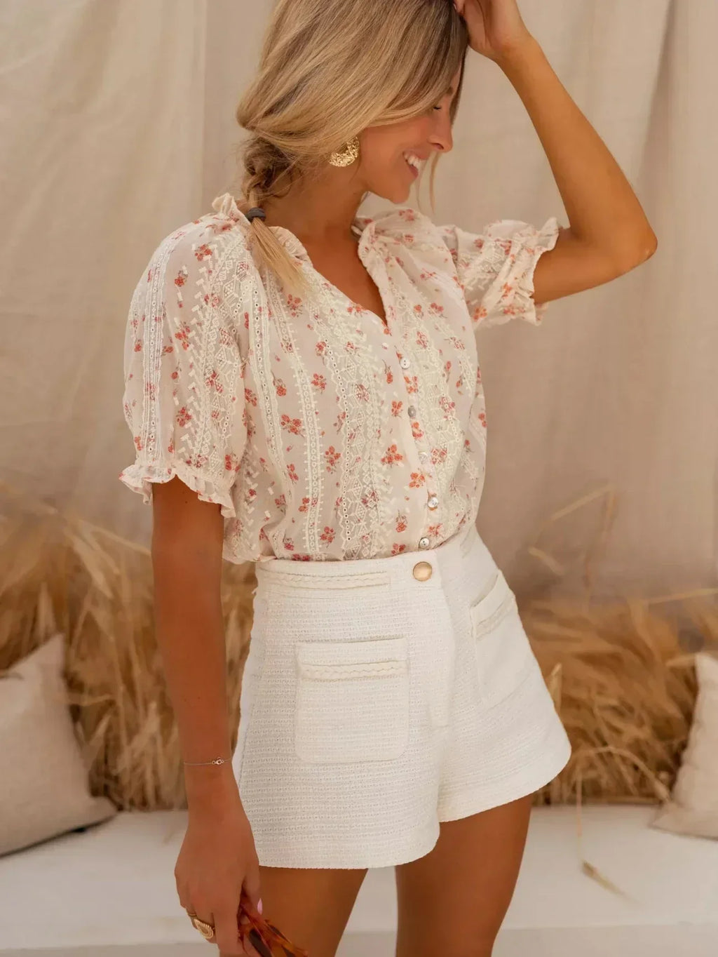 Zerivelle | Floral Puff Sleeve Blouse – Lightweight Summer Top for Women