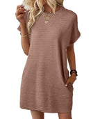 Nora textured T-shirt dress in taupe