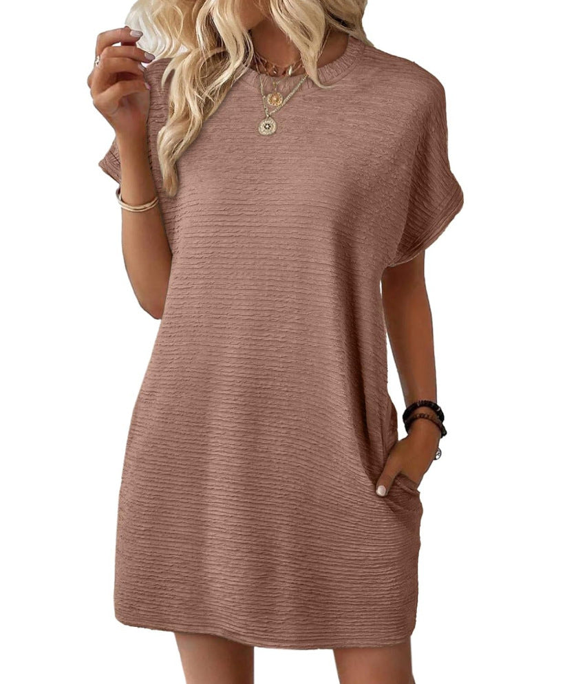 Nora textured T-shirt dress in taupe