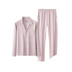 Still Nights Modal Sleep Set in Dusty Pink, long-sleeve top and trousers, flat lay