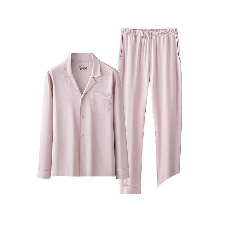 Still Nights Modal Sleep Set in Dusty Pink, long-sleeve top and trousers, flat lay