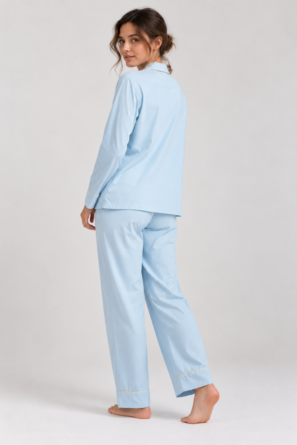 Back view of the Still Nights Modal Sleep Set in Powder Blue