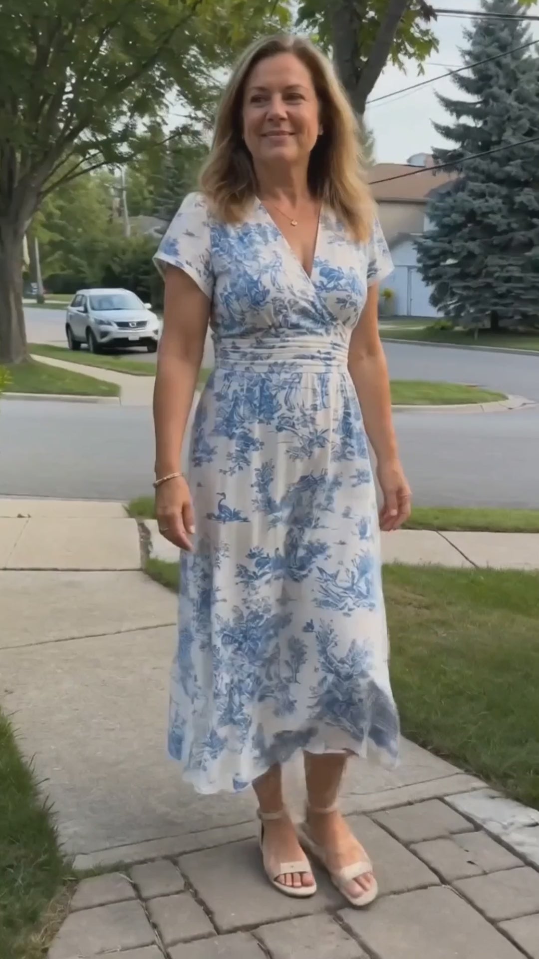 Colette – Printed V-Neck Maxi Dress