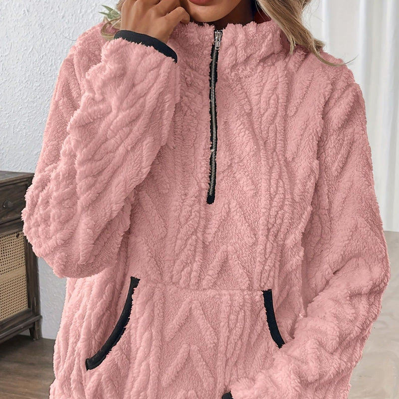 Harper – Fuzzy Half-Zip Sweatshirt with Pockets